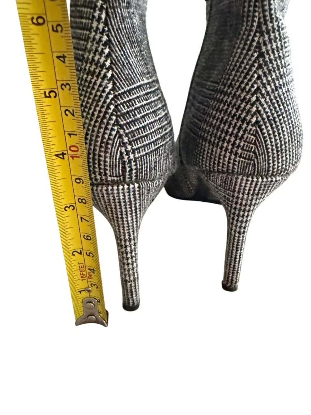 RED DELICIOUS Gray Glenplaid Fabric Booties Boots Size 8